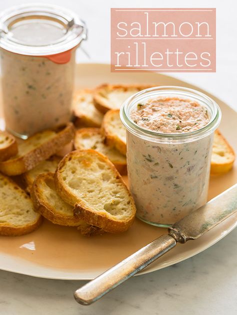 Salmon Rillettes - a great spread to make for parties or to put on anything... Leftover Salmon Recipes, Salmon Rillettes, Salmon Dip, Spoon Fork Bacon, Leftover Salmon, Cooking Salmon, Spoon Fork, Reduce Food Waste, Baked Salmon