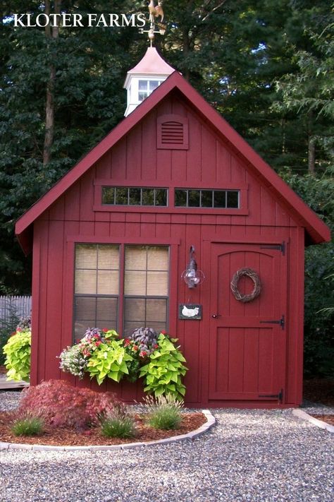 There are many different styles of sheds to choose from! At least one of every style is on display at Kloter Farms. Learn more about our storage buildings. #kloterfarms #shed #outdoorliving #backyardgoals #backyardideas #barn #outdoorideas #backyardideas #shedstorage #sheddecorating #shedspiration Cottage Storage Shed, Wood Shed Color Ideas, Fun Shed Colors, Farm Store Exterior, Red Shed Ideas, Shed Colors Exterior, Red Sheds, Shed Decorating Ideas Exterior, Shed Paint Colors