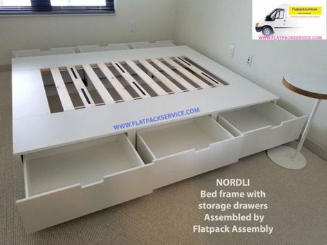 IKEA NORDLI Assembly | Flatpack Assembly Service Ikea Bed Drawers, Ikea Nordli Bed, Nordli Bed, Nordli Ikea, Ikea Tv Unit, Diy King Bed, Amazon Furniture, Ikea Nordli, Ikea Drawers