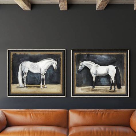 Union Rustic 'Equestrian Studies VI' - Picture Frame Print & Reviews | Wayfair Horse Room Decor, Horse Room, Indian Horses, Equestrian Decor, Horse Decor, Framed Painting, Frame Wall Decor, White Horse, Horse Art