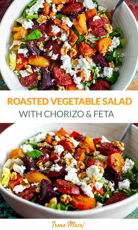 Beets Sweet Potato, Pomegranate Molasses Dressing, Chorizo Salad, Vegetable Bake Recipes, Pomegranate Dressing, Vegetable Bake, Salad With Pomegranate, Ww Food, Roasted Vegetable Salad