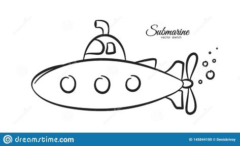 Cartoon Submarine, Submarine Drawing, Background Sketch, Fish Printables, Vector Sketch, Drawing Skills, Line Design, Submarine, Easy Drawings