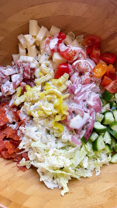 RECIPE: ITALIAN GRINDER PASTA SALAD — THAT CHEESE PLATE Grinder Pasta Salad, Italian Grinder, Italian Rolls, Salad Cheese, Recipe Italian, Olive Salad, Classic Sandwich, Italian Meats, Deli Sandwiches