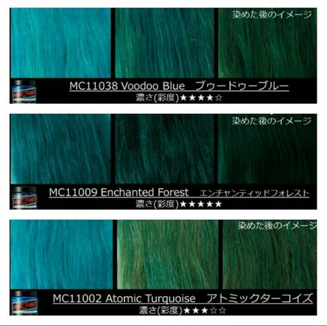 Manic Panic Enchanted Forest, Manic Panic Blue, Manic Panic Colors, Manic Panic Hair Color, Exotic Hair Color, Exotic Hair, Voodoo Blue, Dark Green Hair, Natural Hair Wigs