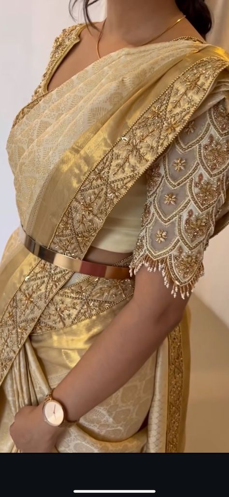 White Silk Saree Bridal, Fancy Saree Blouse Designs Latest, White Silk Saree, Fancy Saree Blouse, Designer Blouse Ideas, Silk Saree Bridal, Boat Neck Blouse Design, Blouse Ideas, Indian Wedding Outfit