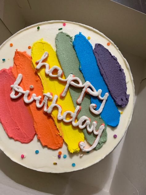 Rainbow Cake Simple, Rainbow Cake Aesthetic, Pride Cake, Snack Shack, Rainbow Writing, Simple Cake Designs, Ombre Cake, Mini Cakes Birthday, Cool Restaurant