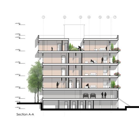 Haghighi Residential Building / Boozhgan Architecture Studio + AAD Studio. Architects: Boozhgan Architecture Studio, AAD Studio Location: Tehran, Iran Area: 1180.0 sqm Year: 2013 Photographs: Hamed Farhangi Architecture Sections, Plan Presentation, Architecture Mapping, Urban Housing, Concept Models Architecture, Conceptual Architecture, Tehran Iran, Architecture Building Design, Architectural Section