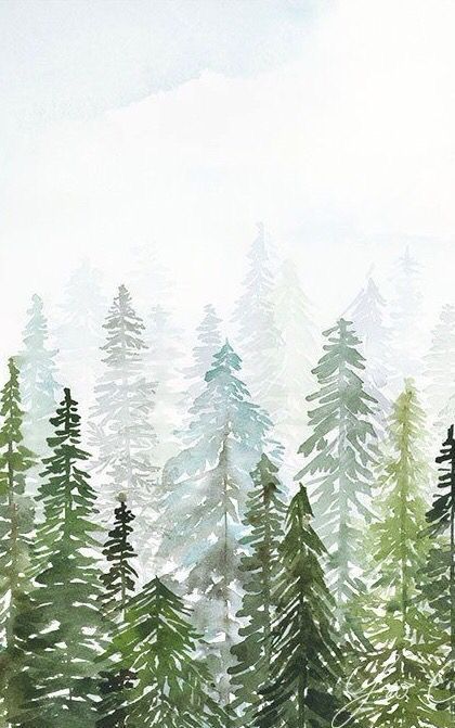 Christmas Illustrations, Winter Wallpaper, Watercolor Art Lessons, Into The Woods, Profile Pic, Christmas Illustration, Pine Trees, Cute Wallpaper Backgrounds, Christmas Watercolor