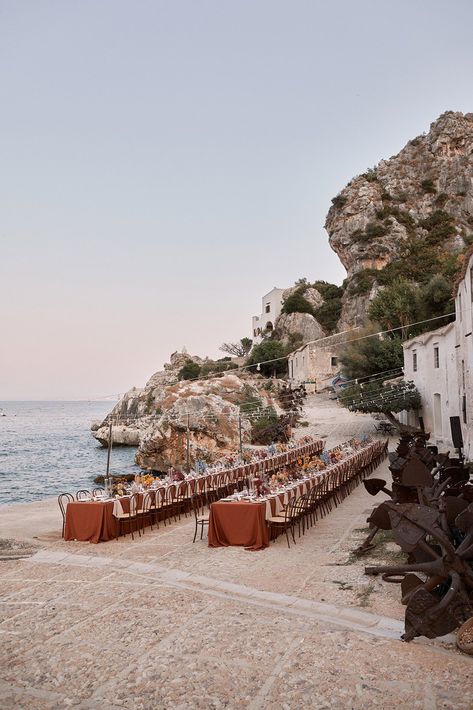 Real Italian Wedding at La Tonnara di Scopello, 2023 — Wiskow & White Italian Wedding Sicily, Tonnara Di Scopello Wedding, Italian Wedding Ceremony, Italian Beach Wedding, Chic Beach Wedding, Wedding Sicily, Italian Coastal Wedding, Italian Wedding Ideas, Small Italian Wedding