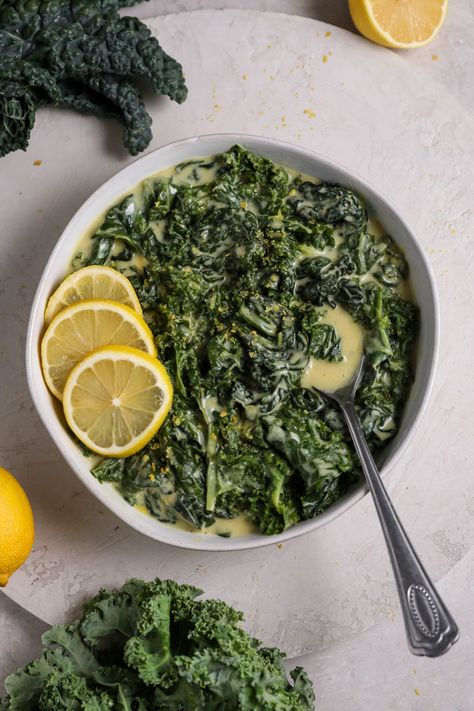 Lacinato Kale, Creamed Kale, Kale Recipe, Green Kale, Coconut Milk Recipes, Kale Recipes, Thm Recipes, Canned Coconut Milk, Milk Recipes