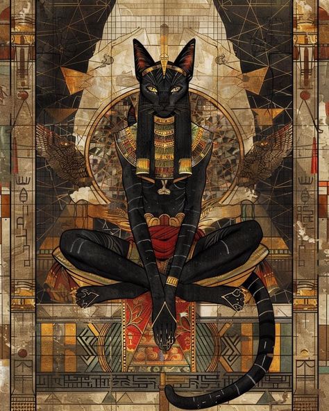 Bastet Goddess, Egypt Concept Art, Oh My Goddess, Esoteric Art, Black Art Painting, Egyptian Symbols, Egypt Art, Ancient Egyptian Art, Cool Wallpapers Art