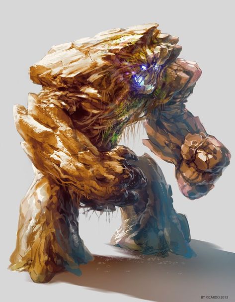 Boss Monster, Earth Elemental, Monster Manual, Humanoid Creatures, Creature Artwork, Dnd Monsters, Splash Art, Fantasy Beasts, Monster Concept Art