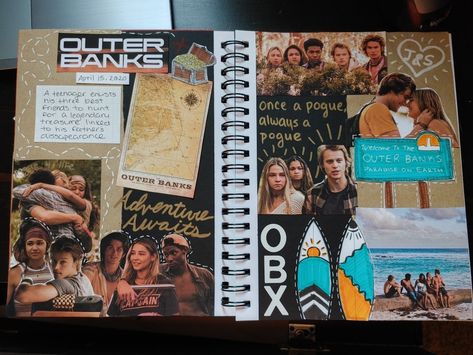 Outer Banks Journal Page, Outer Banks Journal, Movie Journaling, Tv Journal, Series Journal, Sketchbook Ideas Inspiration, Movie Journal, Banks Journal, Film Journal