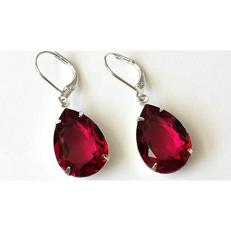 0 Ruby Drop Earrings, Crystal Teardrop Earrings, Tear Drop Earrings, Swarovski Crystal Jewelry, Jewelry Swarovski, Deco Earrings, Red And Silver, Earrings Bridesmaid, Red Jewelry