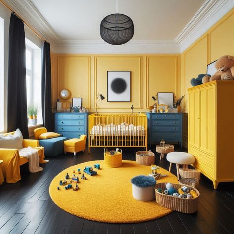 Blue And Yellow, Baby Room, Dark Blue, Yellow, Grey, Blue