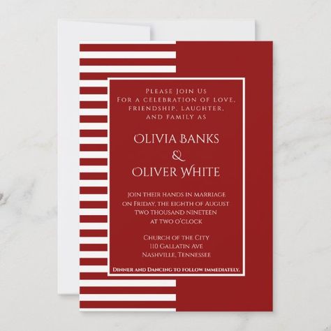 Red and White Striped Wedding Invitation White Stripes Wedding, Striped Wedding Invitations, Wedding Aesthetics, Striped Wedding, Classic Wedding Invitations, Red Checkered, Modern Invitation, Classic Wedding, Red And White Stripes