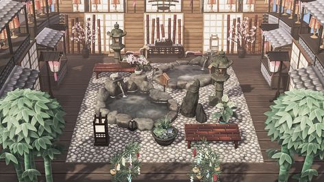 Acnh Zen Garden, Acnh Zen, Chinese Mansion, Acnh Japanese, Japanese Island, Japanese Onsen, Motif Acnl, Banaue, Japanese Town