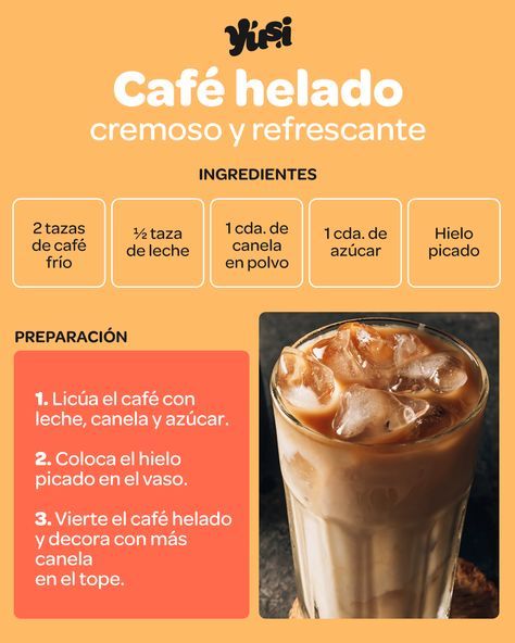 Una bebida como esta te aportará algo de energía extra sin necesidad de recurrir al café más cercano. #café #helado #bebidas #calor #recetas #aguafresca Baileys Drinks, Best Hot Chocolate Recipes, Shakes Drinks, Ice Coffee Recipe, Hot Chocolate Recipes, Coffee Cafe, Frappe, Kitchen Recipes, Coffee Recipes