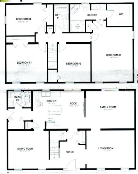 Rectangle House Plans, Open Concept House Plans, Large House Plans, Four Bedroom House Plans, Open Floor House Plans, Open House Plans, Two Story House Plans, Two Story House, Pole Barn House Plans