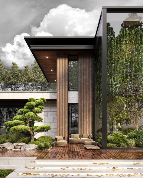 Villa Terra on Behance Modern Stilt House, Forest Environment, Landscape Architecture Diagram, Bali Style Home, Luxury Houses Mansions, House Outer Design, Chalet Design, Bloxburg Ideas, Modern House Facades