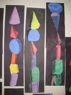 2nd Grade - 3D Shape Drawings 2nd Grade 3d Art Projects, 3d Shape Art, 3d Shapes Art, Art 2nd Grade, 3rd Grade Art Lesson, 3d Forms, Classe D'art, 2nd Grade Art, 4th Grade Art