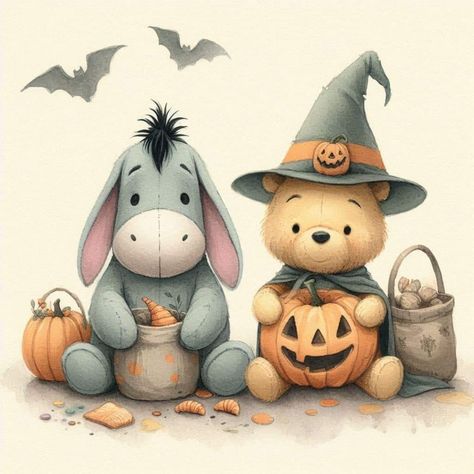 Eeyore Halloween Wallpaper, Winnie The Pooh Autumn Wallpaper, Eeyore Halloween, Winnie The Pooh Fall, Busy Drawing, Eeyore Pictures, Stuffed Pumpkin, Winnie The Pooh Pictures, Cute Winnie The Pooh