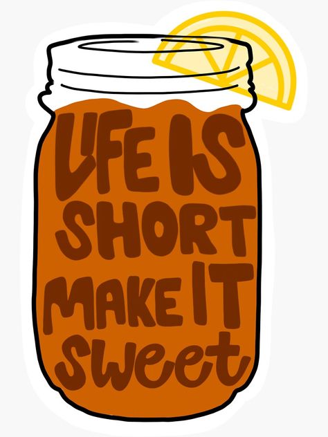 "Sweet tea sticker" Sticker by flowingwords | Redbubble Sweet Tea Sign, Iced Tea Quotes, Sweet Tea Drawing, Sweet Tea Aesthetic, National Iced Tea Day, Tea Stickers, Tea Puns, Brand Moodboard, Tea Wallpaper