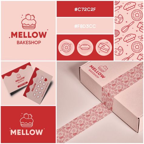 Brand Board for Mellow Bakeshop!🍄 . . . Hope you all are having a great day! 💗 . . #moodboard #moodboards #branding #graphicdesign #logo #brand #brandidentity #logodesign #brandingdesign #illustrator #logodesigns #branddesign Cake Branding Design, Bakeshop Logo, Bakery Brand Identity, Cupcake Branding, Pie Brownies, Moodboard Design, Cake Branding, Bakery Branding, Instagram Brand