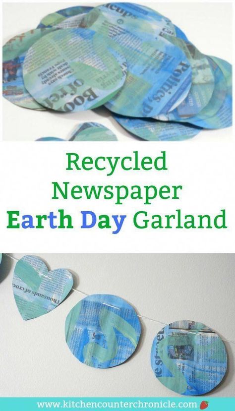 Pull out the craft supplies and make this simple recycled newspaper Earth Day garland with the kids. A perfectly upcycled Earth Day craft for kids. #earthday #earthdayactivity #ecoactivity #earthdayactivties Earth Day Craft, Recycled Newspaper, Earth Week, Recycle Newspaper, Earth Day Projects, Earth Craft, Recycled Crafts Kids, Earth Day Crafts, Earth Day Activities