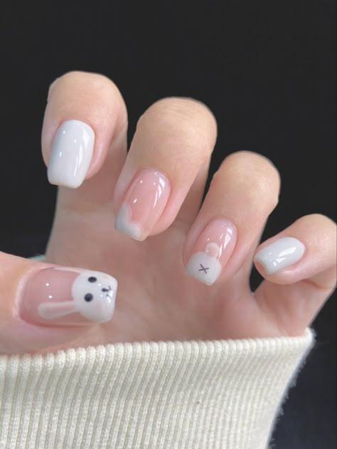 Bunny Nails, Asian Nails, Hello Nails, Subtle Nails, Simple Gel Nails, Blush Nails, Casual Nails, Pretty Gel Nails, Really Cute Nails