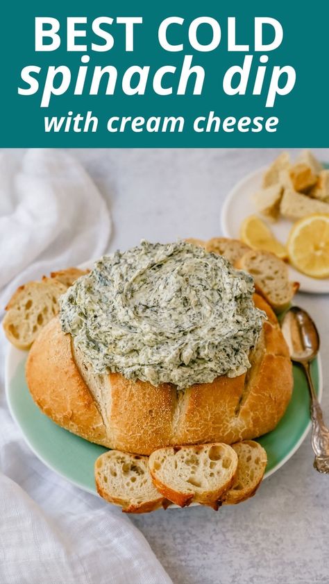 Spinach Dip Recipe Easy, Cold Spinach Dip, Spinach Dip Cold, Easy Spinach Dip, Spinach Cream Cheese, Best Spinach Dip, Spinach Cheese Dip, Spinach Dip Easy, Ranch Powder