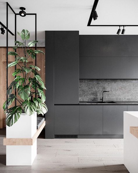 Grey Kitchen Designs, Black Kitchen Cabinets, Kitchen Design Trends, 아파트 인테리어, Kitchen Room Design, Kitchen Inspiration Design, Kitchen Furniture Design, Black Kitchens, Cheap Home Decor