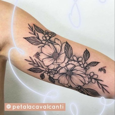 Roses And Forget Me Nots Tattoo, Floral Inner Arm Tattoo, Forget Me Not Flowers Tatoos, Bicep Tattoo Women, Inner Arm Tattoos, Forearm Flower Tattoo, Inner Bicep Tattoo, Forget Me Not Flowers, Flower Tattoo Shoulder