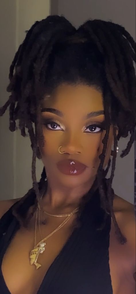 #beautyblog Locs Hairstyles For Birthday, Locs And Makeup Black Women, Formal Loc Styles, Dinner Hairstyles, Prom Styles, Birthday Glam, Curly Braids, Loc Hairstyles, Natural Twists