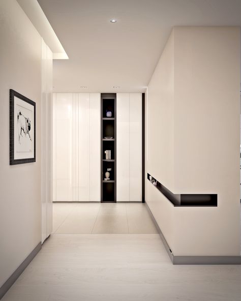 Finding a quiet place to concentrate is of the highest importance for those who work or study from home. But more than that – it needs to be well equipped for Apartment Hallway, Mattress Room, White Apartment, Hallway Design, Apartment Floor Plans, Hallway Decor, 아파트 인테리어, One Bedroom Apartment, Minimalist Interior