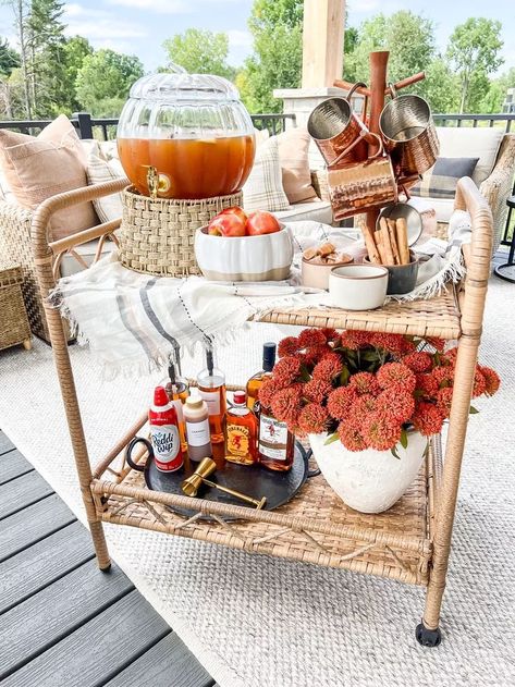 Fall Brunch Wedding Shower Ideas, Classy Fall Party Decor, Apple Cider Bar Sign, Apple Cider Bar Cart, Apple Cider And Donut Bar, Apple Cider Kit Gift, Hosting Fall Party, Fall Theme House Warming Party, Fall Baby Shower Apple Cider Bar