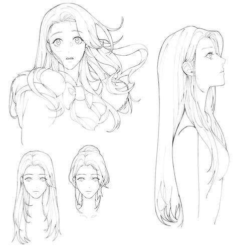 Betrayal Of Dignity, Hair References Drawing, Back Drawing, Best Hairstyles For Women, 얼굴 그리기, The Best Hairstyles, 캐릭터 드로잉, Arte Sketchbook, Figure Drawing Reference