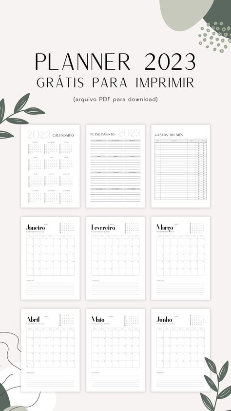 A tradução da palavra planner, em inglês, é “planejador”. Isto é, o planner é uma ferramenta que te ajuda a se planejar, seja diariamente, mensalmente ou anualmente, no âmbito pessoal, profissional ou acadêmico. Por isso, este ano eu me arrisquei a projetar um planner 2023 minimalista para que você possa baixar gratuitamente, imprimir, usar para planejar e fazer o seu ano de 2023 acontecer! #planner #planejamento #organizaçãopessoal #desenvolvimentopessoal #vidafinanceira #planner2023 Planer 2024, Cleaning Checklist Template, Planner Diario, Weekly Planner Free Printable, Cleaning Printable, Weekly Planner Free, Cleaning Planner, Planner Stamps, Ultimate Planner
