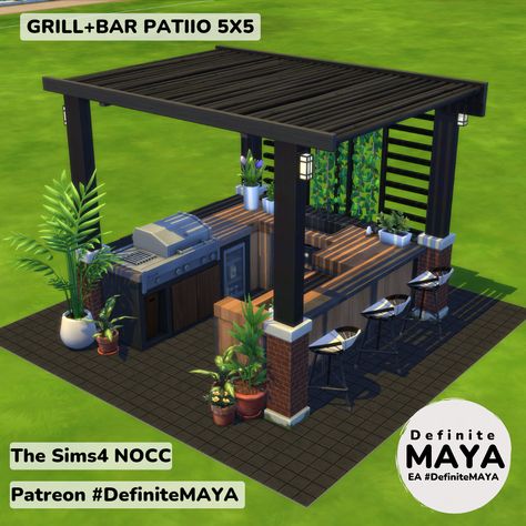 Sims 4 Bbq Area, Sims 4 Deck Ideas, Sims4 Backyard Ideas, Sims 4 Bbq Cc, Sims 4 Backyard Ideas Base Game, Backyard Cc Sims 4, The Sims 4 Backyard Ideas, Sims 4 Patio Ideas, Sims 4 Outside Decor