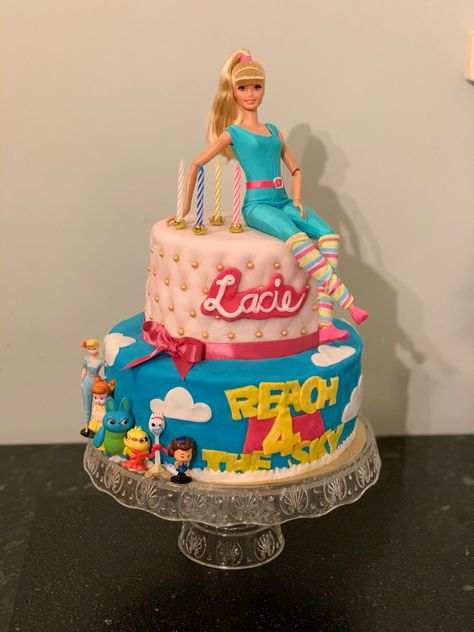 Toy Story Barbie Birthday Party, Toy Story Birthday Cake Girl, 3 Tier Barbie Birthday Cake, Barbie Birthday Cake With Doll, Toy Story Barbie, Barbie Dolly Varden Cake, Toy Story Cake 3 Tier, Ron Ron, Barbie Bday