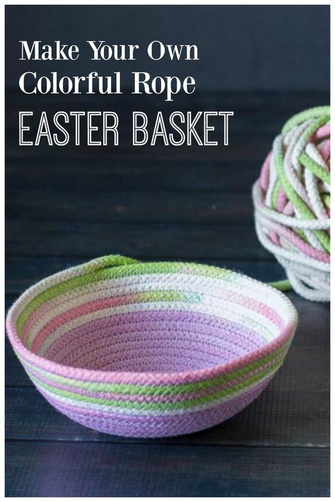 Try this pretty Easter Craft that shows you how to make a colorful dye rope basket for Easter or any storage use you need. Rope Basket Tutorial, Homemade Easter Baskets, Coiled Fabric Bowl, Clothesline Basket, Books For Women, Rope Bowls, Diy Rope Basket, Coiled Fabric Basket, Rope Projects