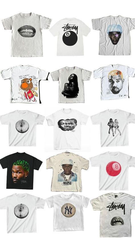 #fashion #streetwear #style #tshirt #print Streetwear Collage, Kanye West Albums, Streetwear Tshirt Design, Style Tshirt, Trendy Shirt Designs, Fashion Collage, Mode Ootd, Streetwear Style, Streetwear Tshirt