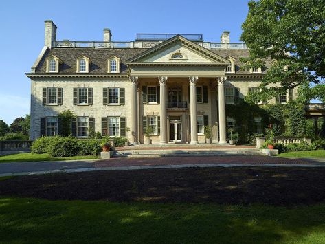 Greek Revival Mansion, Mansion Photography, New York Mansion, Clue Game, Classic Mansion, Classical Facade, Photography Museum, American Mansions, Wood Porch