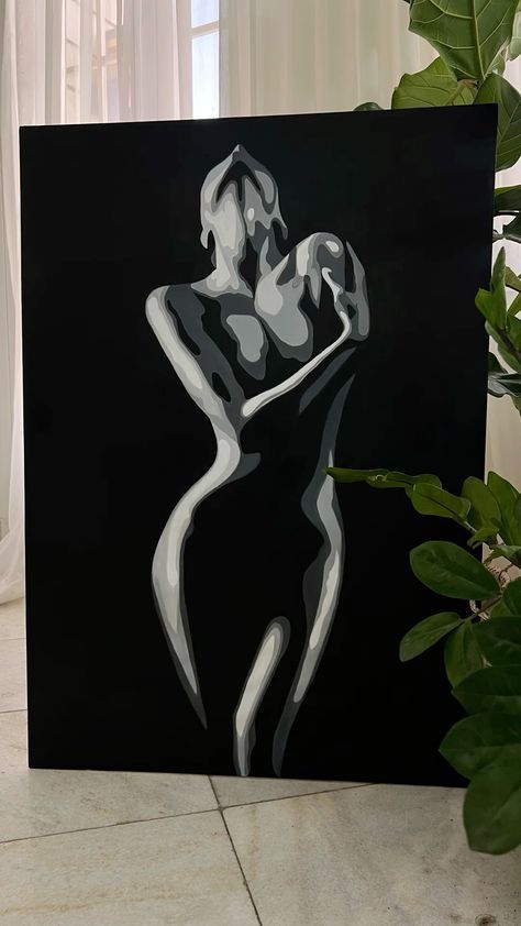 Abstract Painting Of A Woman, Beautiful Paintings On Canvas, Spa Paintings Art, Oil Painting On Black Canvas, Woman Rights Painting, Meaning Full Painting, Painting Ideas Woman, Adult Painting Ideas, Dark Paintings Creepy Easy