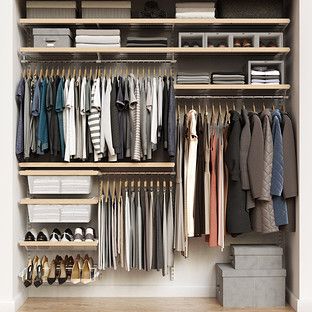 Closet Systems, Walk In Closet Solutions & Closet Organizer Systems | The Container Store Affordable Closet Systems, Elfa Closet, Elfa Shelving, Front Closet, Closet Solutions, White Closet, Closet Kits, Garage Storage Solutions, Reach In Closet