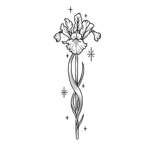 Iris Drawing, Iris Flower Tattoo, Iris Tattoo, Bug Tattoo, Iris Flower, Memorial Tattoos, Dainty Tattoos, Baby Tattoos, Tattoo Flash Art