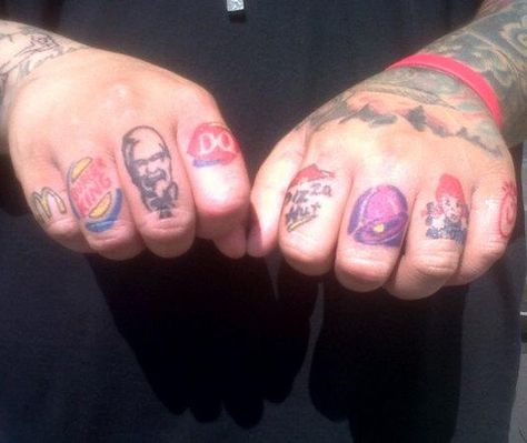 Fast Food Logos on Knuckles Taco Bell KFC  Worst Tattoos Bad Tattoos Stupid People Funny Nasty Awful Horrible Terrible WTF Epic Fails