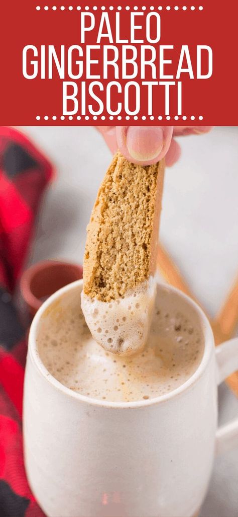 Looking for a festive gluten and grain free treat? These Paleo Gingerbread Biscotti are the perfect crunchy, delicious holiday cookie! #paleo #glutenfree #grainfree #healthy #dairyfree #christmas #gingerbread Chocolate Covered Banana Bites, Paleo Gingerbread, Gingerbread Biscotti, Brownie Ideas, Strawberry Oatmeal Bars, Blueberry Crumble Bars, Spice Bread, Low Carb Dessert, Free Meal