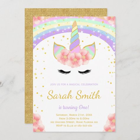 Rainbow Unicorn Birthday Invitations, Birthday Invitations Zazzle, Unicorn Invitation, Unicorn Birthday Invitation, Rainbow Birthday Invitations, Unicorn Birthday Party Invitation, Rainbow Unicorn Birthday, Unicorn Birthday Invitations, Unicorn Invitations