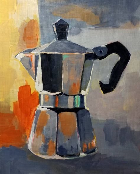 Rachel Petruccillo on Instagram: “THIS is my favorite type of coffee maker and I had no clue how to use one until about 5 years ago, WTH? What's your favorite way to make…” Coffee Art Painting, Oil Painting Inspiration, Painting Inspo, Coffee Pots, Arte Sketchbook, Daily Painting, Painting Still Life, Life Pictures, Student Teaching